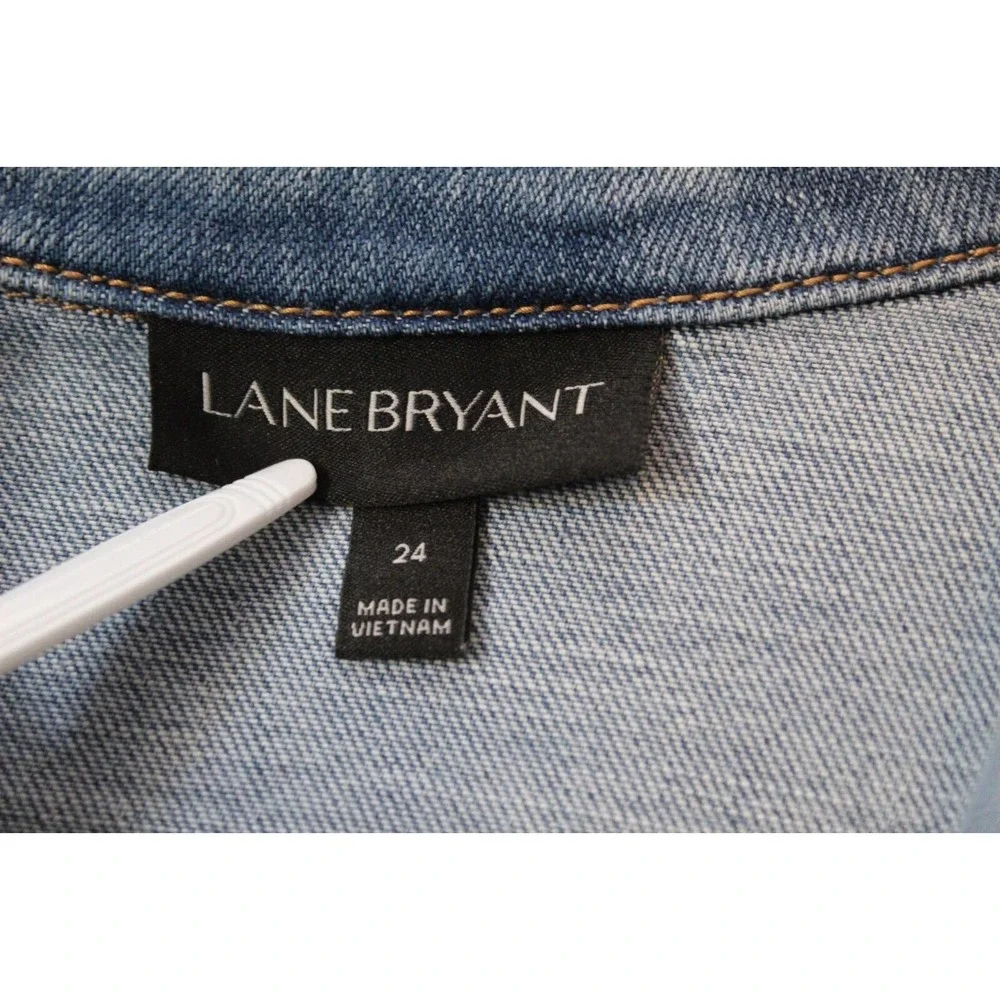 Lane Bryant Ruffled Denim Jean Jacket Blue Light Wash Womens Plus Size 24 H14229 - Picture 5 of 8